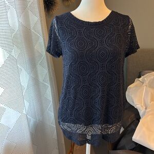 Banana Republic Navy Lace Blouse